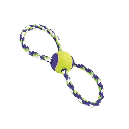 COASTAL PET Rascals 12" Figure 8 Rope Tug with Ball Dog Toy RED 3795-RE